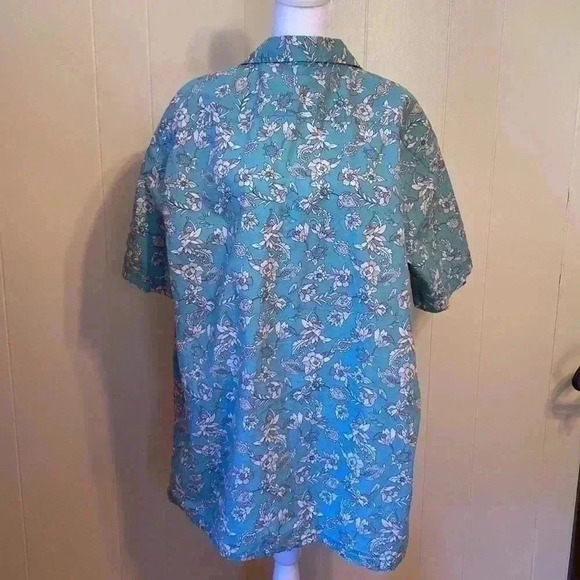 Tasso Elba Men’s Teal Floral Print Short Sleeve Button Front Shirt Size XXL. - Picture 3 of 10